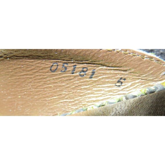 F Mode Verdon Green Viper Anis Snakeskin Italian Leather Square Toe Kitten Mules - Picture 12 of 14